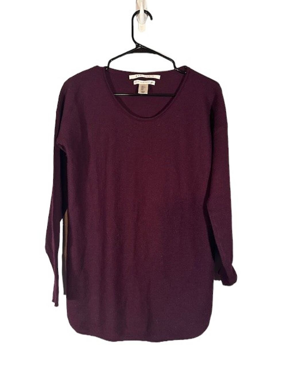 Max Studio Maroon Long Sleeve Scoop Neck Merino Wool Knit Sweater Women Sz L